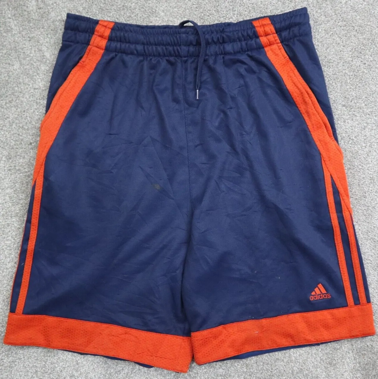 Adidas Basketball Shorts Boys Large Blue Red 3 Striped Sportswear Logo Shorts