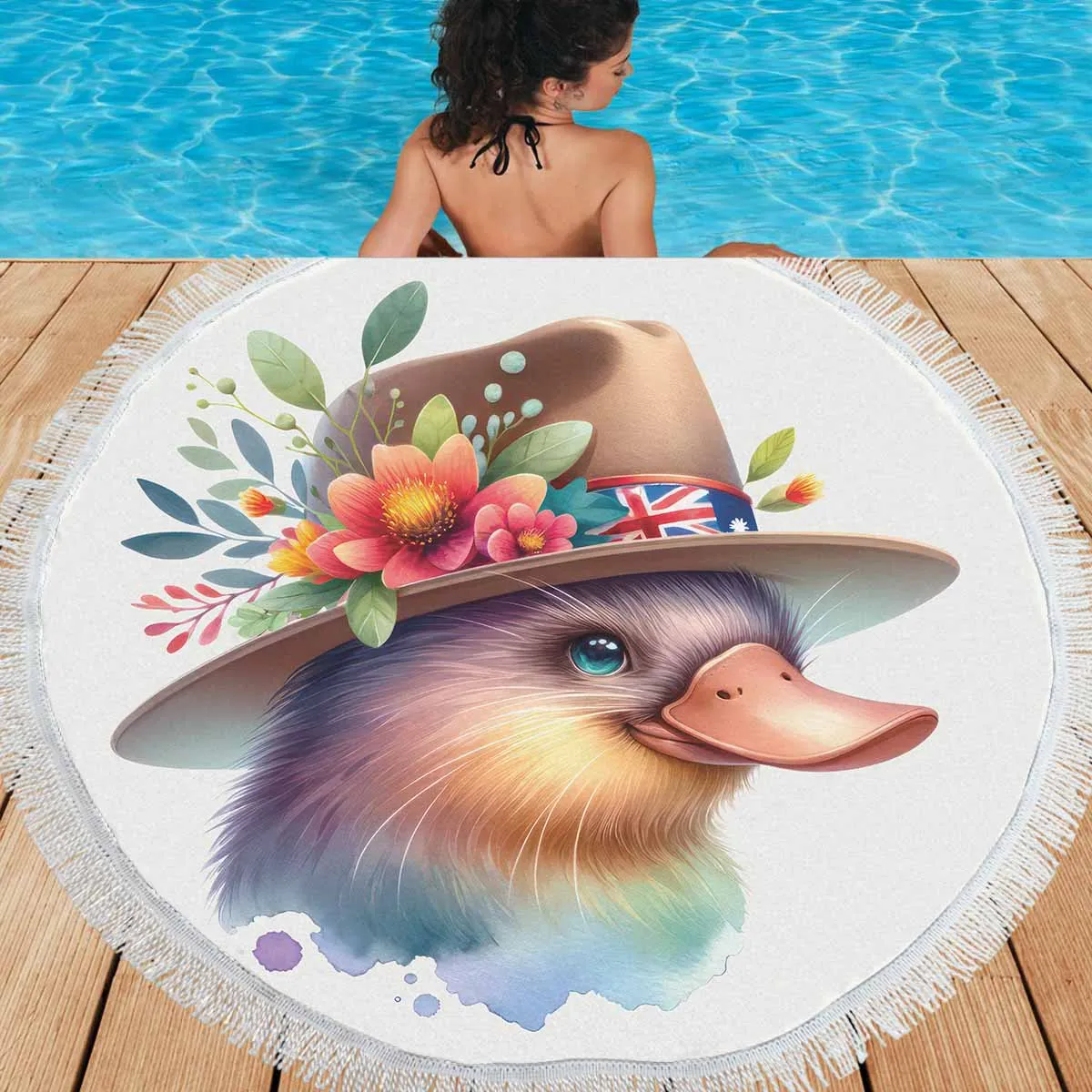 Australian Animals Platypus Awd1318  Circular Beach Shawl 59"