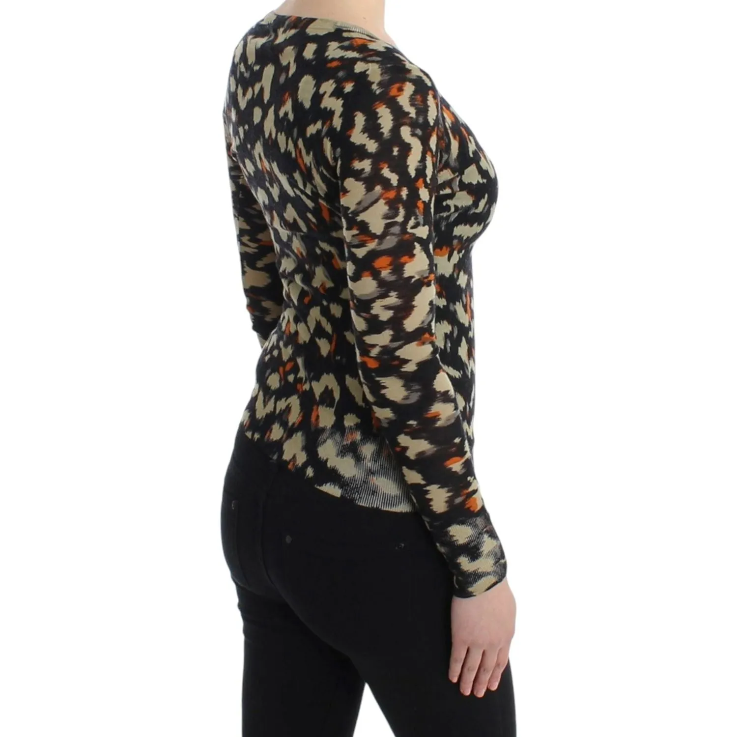 Cavalli Elegant Multicolor V-Neck Wool Jumper