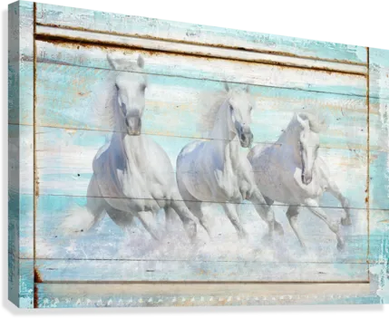 Coastal Wall Decor -Wild Horses on Beach Wall Art