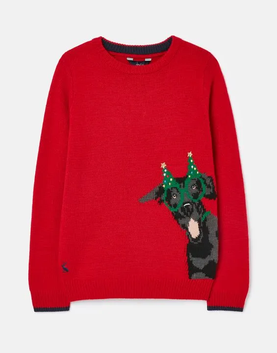 Cracking Festive Dog Red Knit Christmas Sweater - Select Size