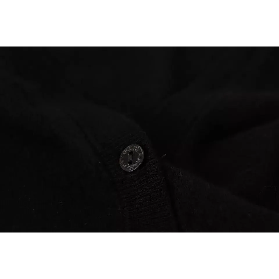 Dolce & Gabbana Black Wool Knit Button Down Cardigan Sweater