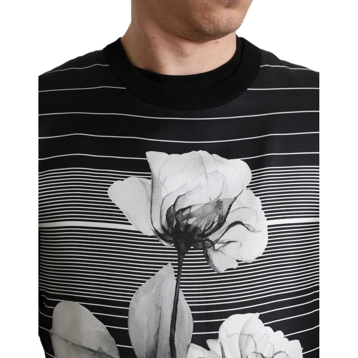 Dolce & Gabbana Elegant Floral Print Crew Neck Sweater