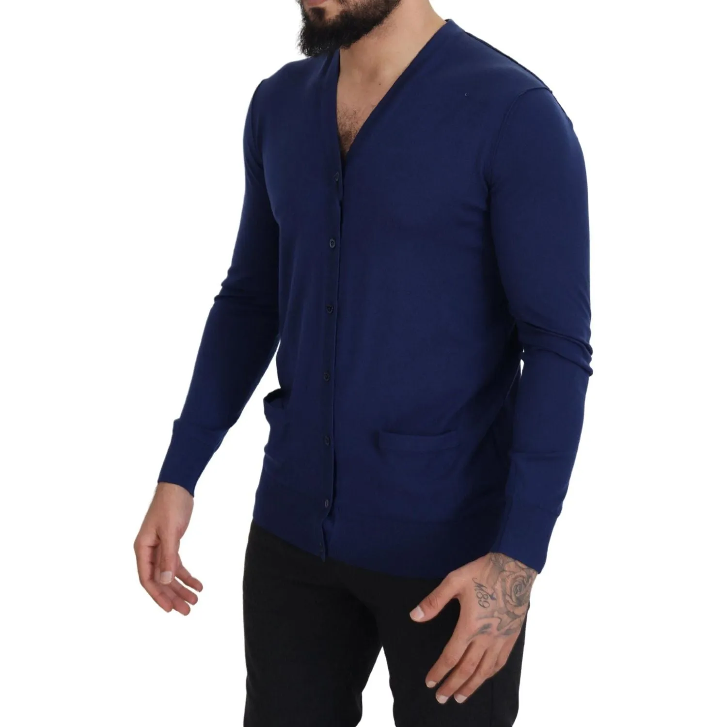 Dolce & Gabbana Elegant Virgin Wool Blue Cardigan Sweater