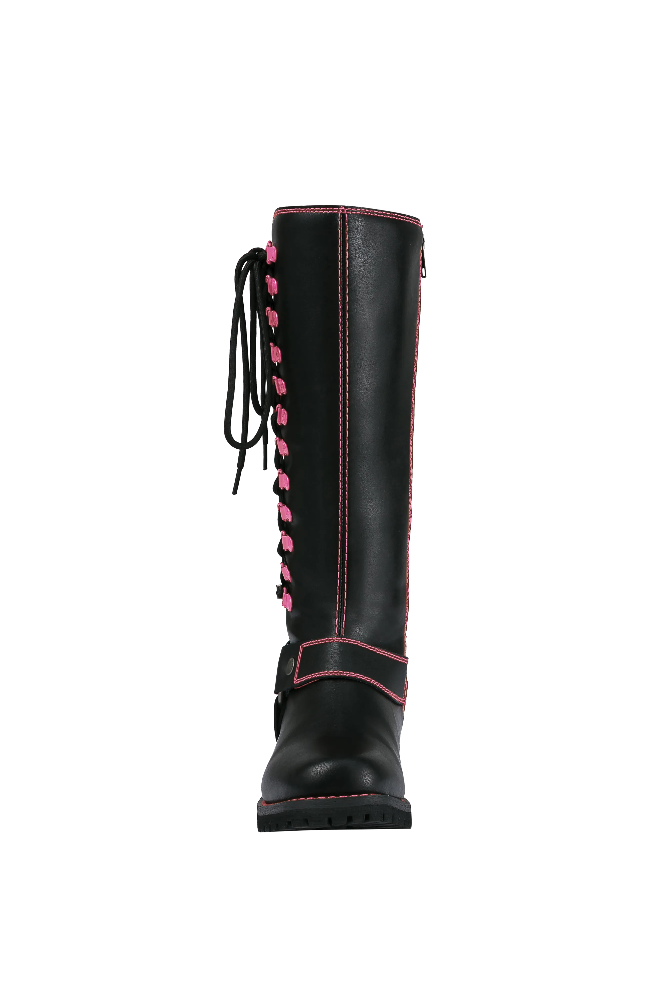 Dream Apparel® Women Biker Long Boots with Pink Laces