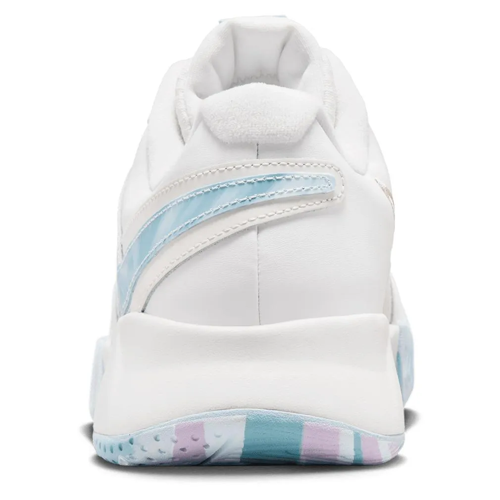 Juniors Court Lite 4 PRM LTR Tennis Shoes Summit White and Denim Turquoise