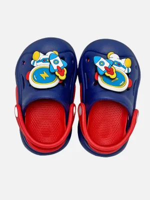 Little Surprise Box Blue & Red spinning rocket Slip on Clogs/Footwear for Toddlers & Kids