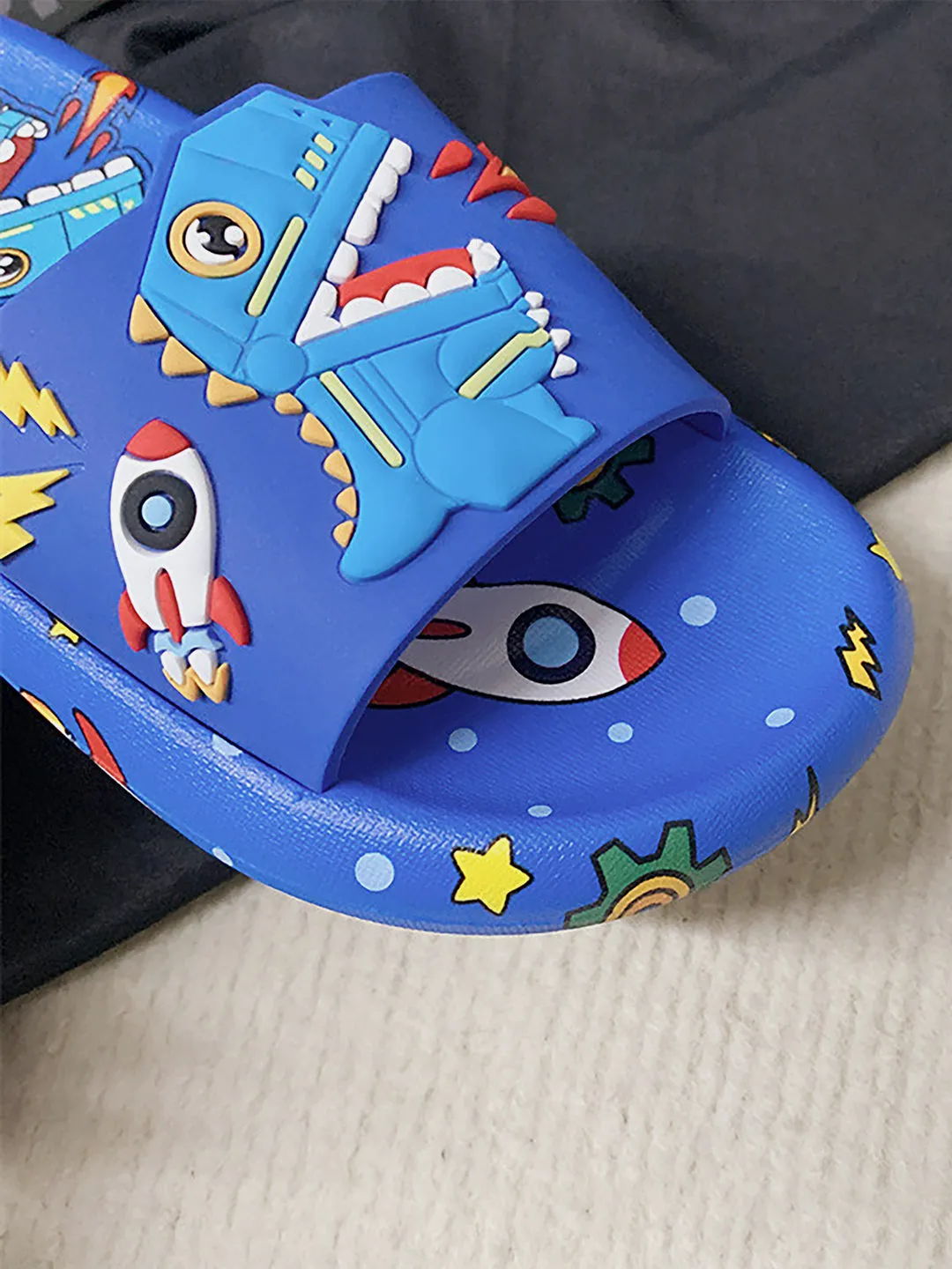 Little Surprise Box cobalt Blue all over Dino theme Slip on Clogs/Footwear for Toddlers & Kids