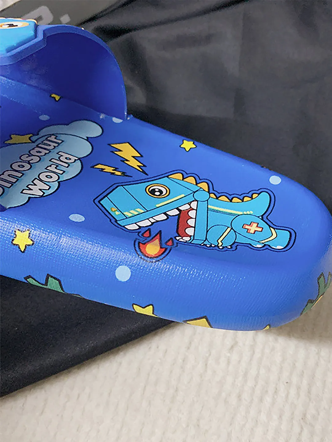 Little Surprise Box cobalt Blue all over Dino theme Slip on Clogs/Footwear for Toddlers & Kids