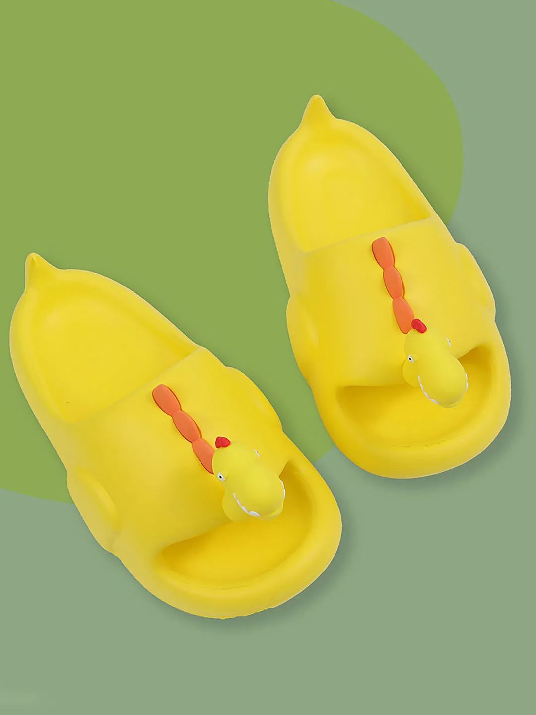 Little Surprise Box Yellow 3d Long Neck Dino Slip on Clogs Footwear for Toddlers & Kids