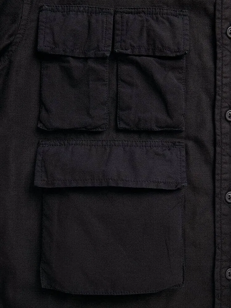 LONG SLEEVE MULTI POCKET SHIRT (BLACK)