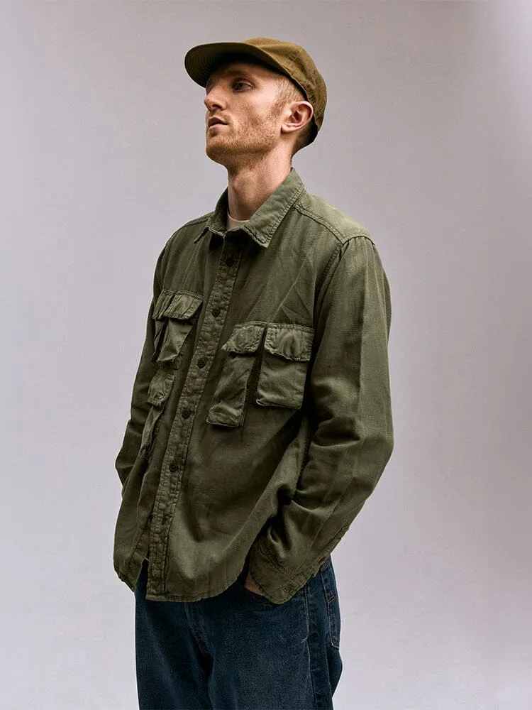 LONG SLEEVE MULTI POCKET SHIRT (OG-107 GREEN)