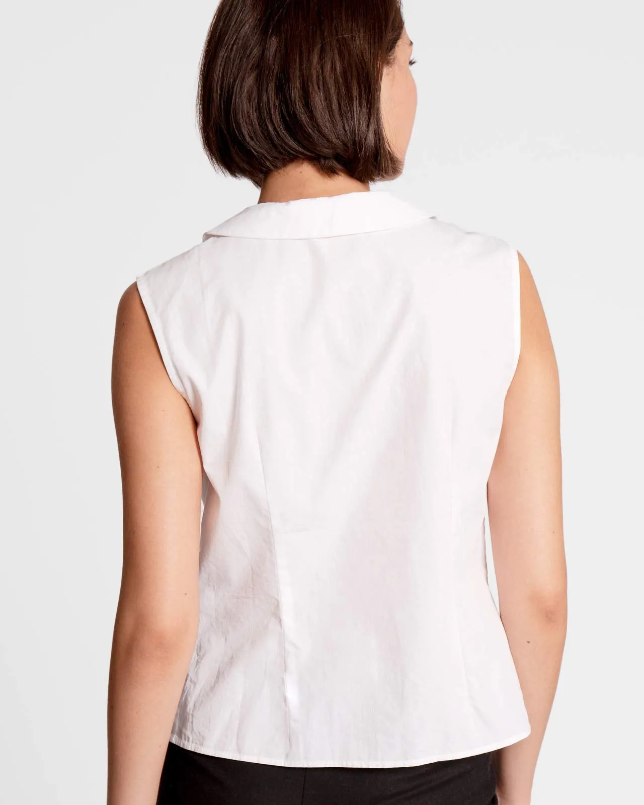 Luxurious White Cotton Shell Blouse by Louise Collar