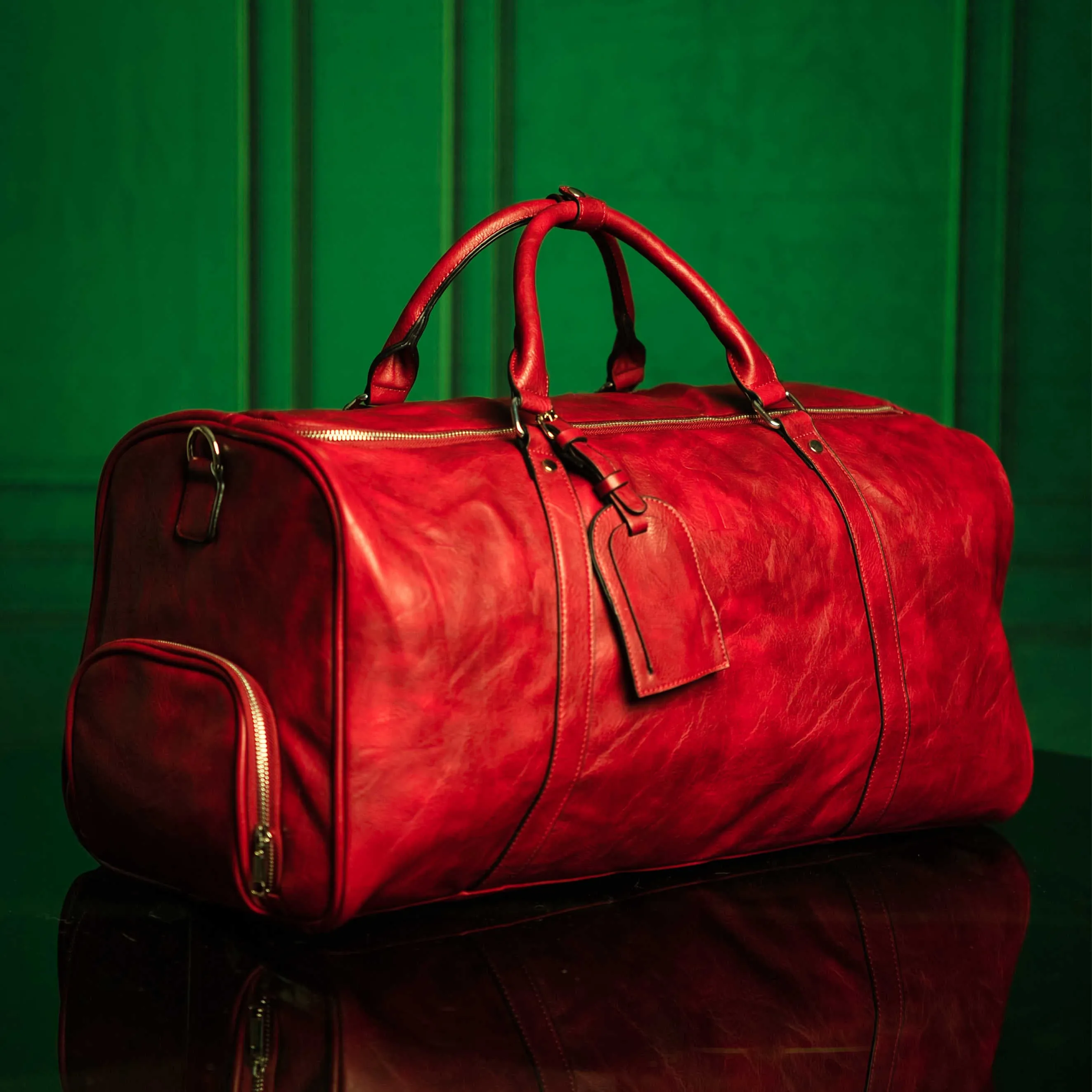 Maroon Luciano Leather Duffle Bag