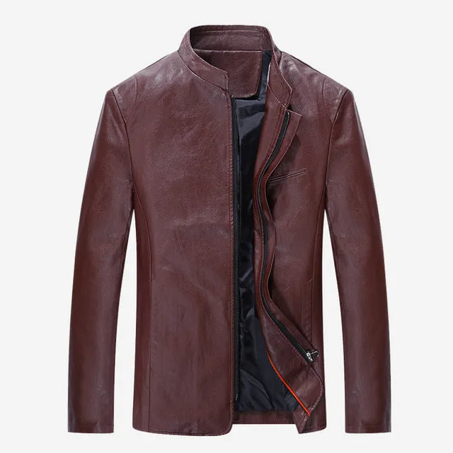 Men's New PU Leather Stand Collar Jackets