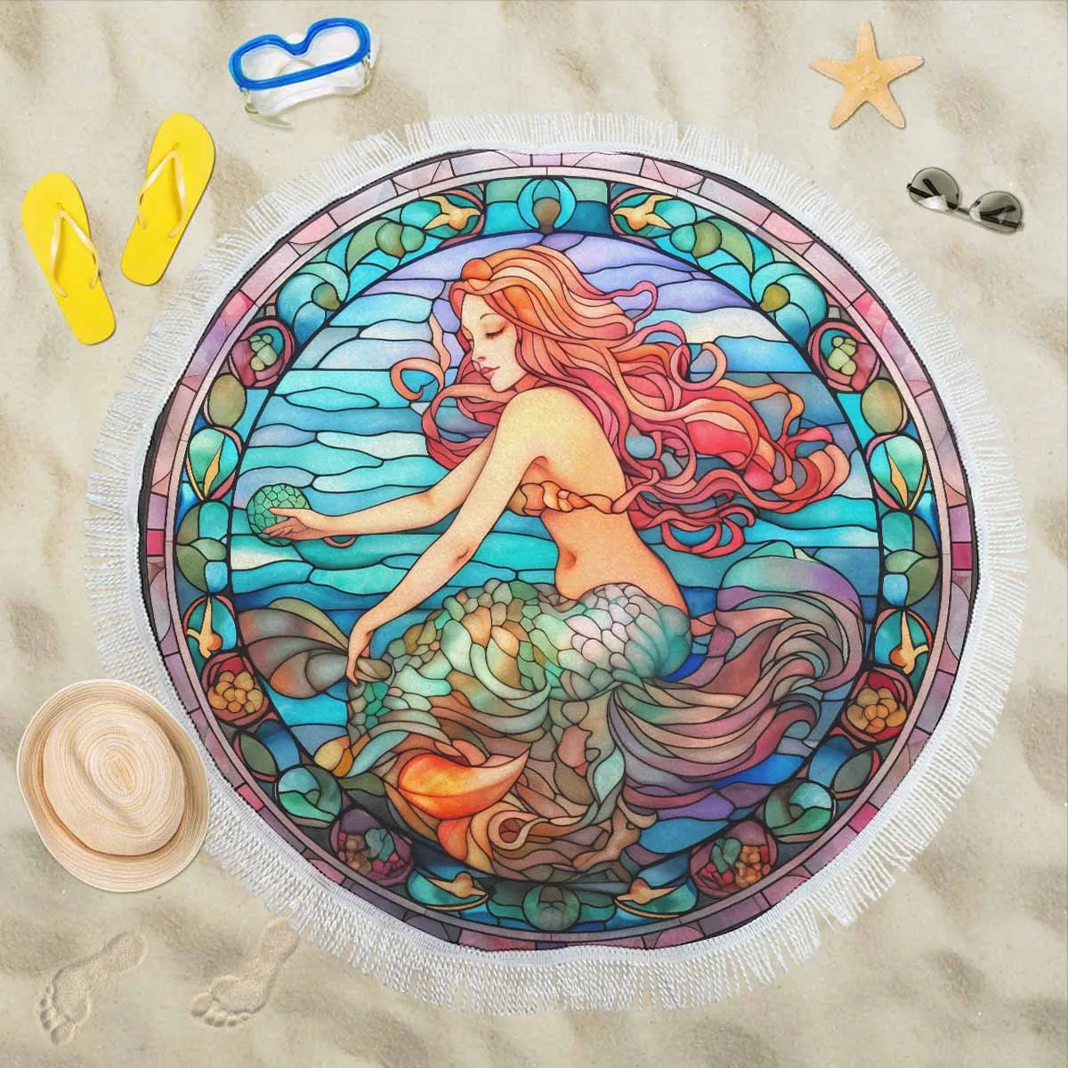 Mermaid Round 5  Circular Beach Shawl 59"