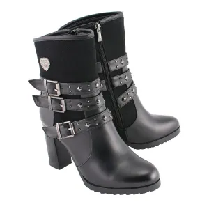 Milwaukee Leather MBL9433 Women's Black Triple Buckle Strap Fashion