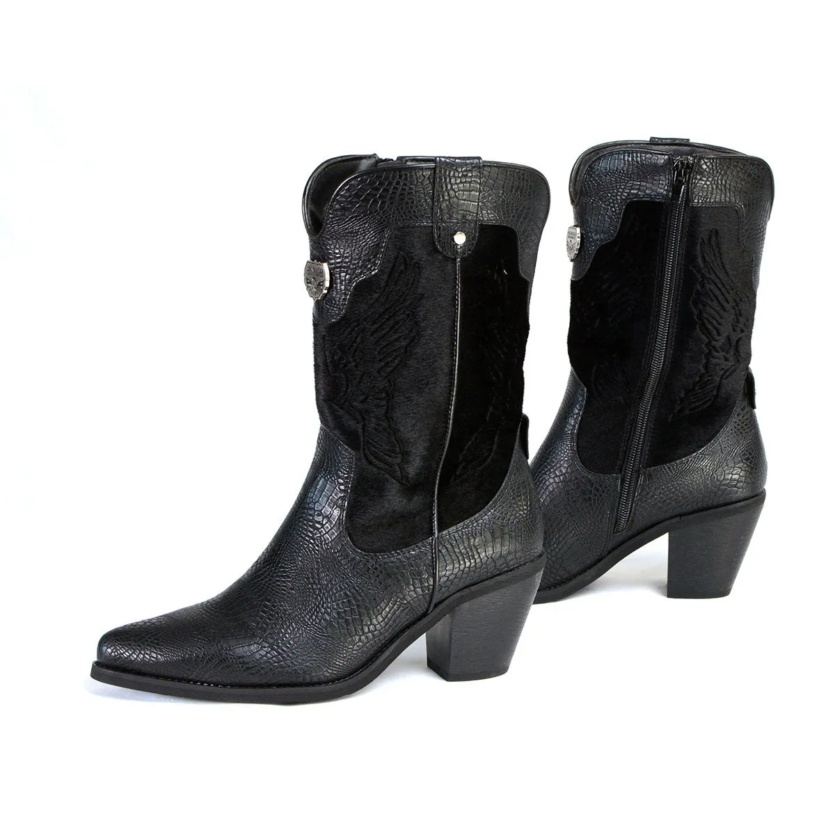 Milwaukee Leather Women's Black Western Style Fashion Boots with Black