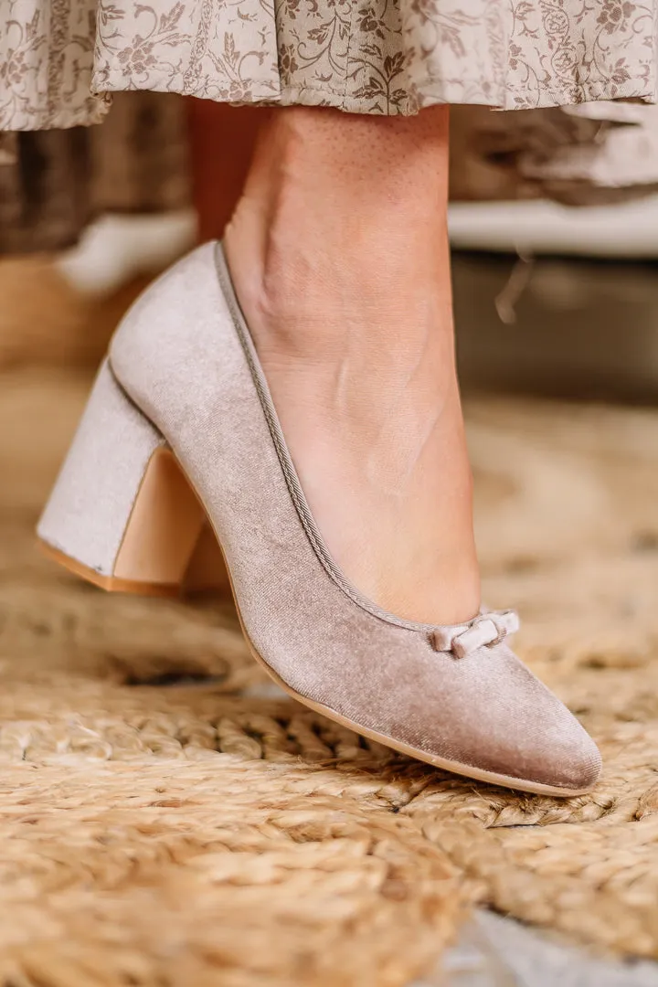 Palmer Velvet Pump Heels | Taupe