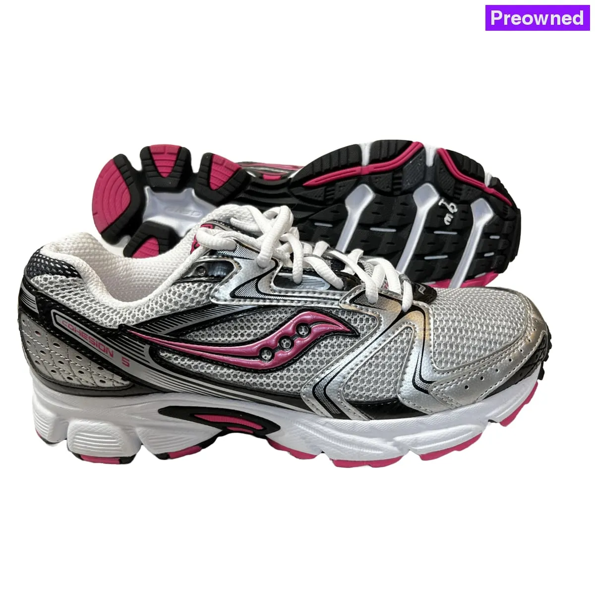 Saucony •Cohesion 5• Running Shoe • Silver/Black/Pink • 9 Wide - Preowned