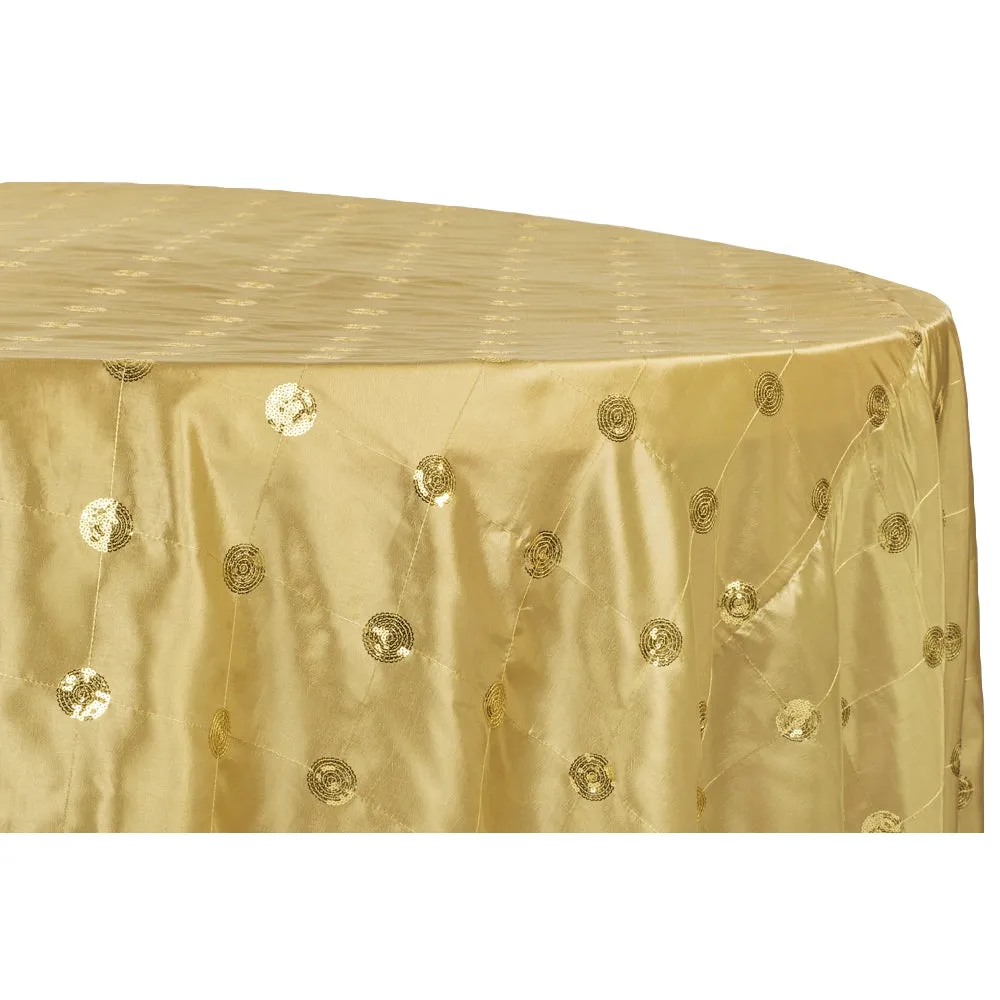 Sequin Embroidery Taffeta 120" Round Tablecloth - Gold