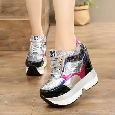 Sequin Platform Sneakers