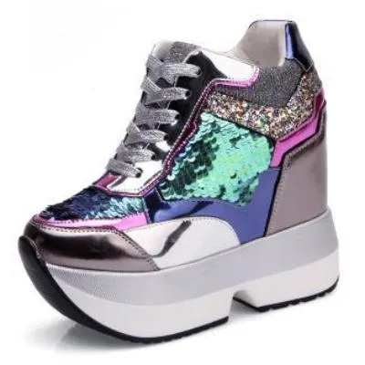 Sequin Platform Sneakers