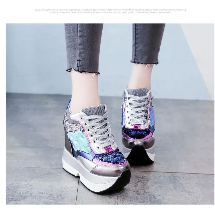 Sequin Platform Sneakers