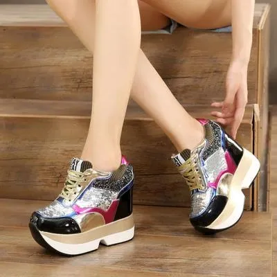 Sequin Platform Sneakers