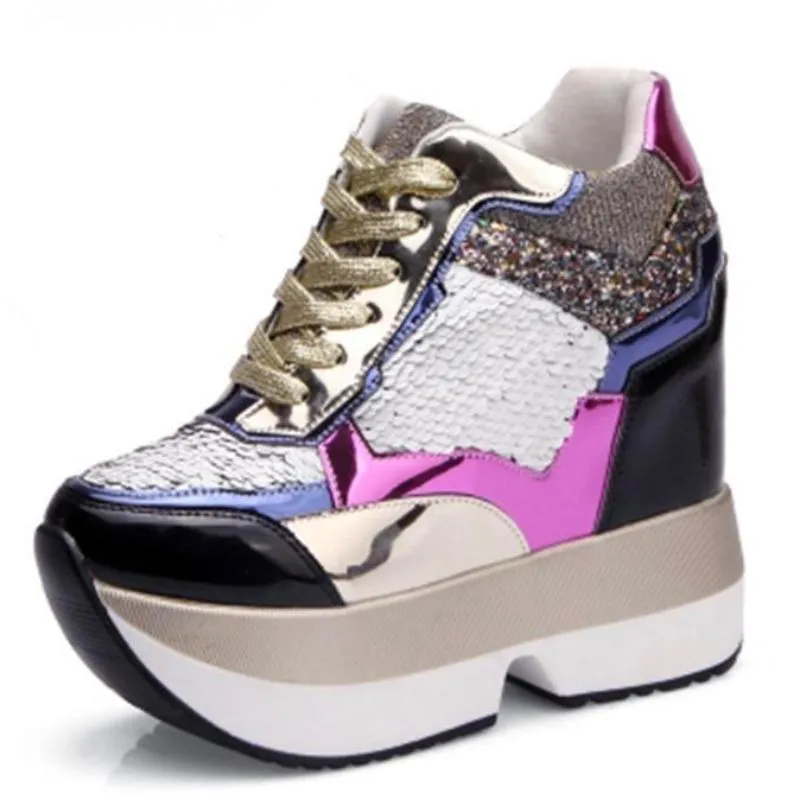 Sequin Platform Sneakers