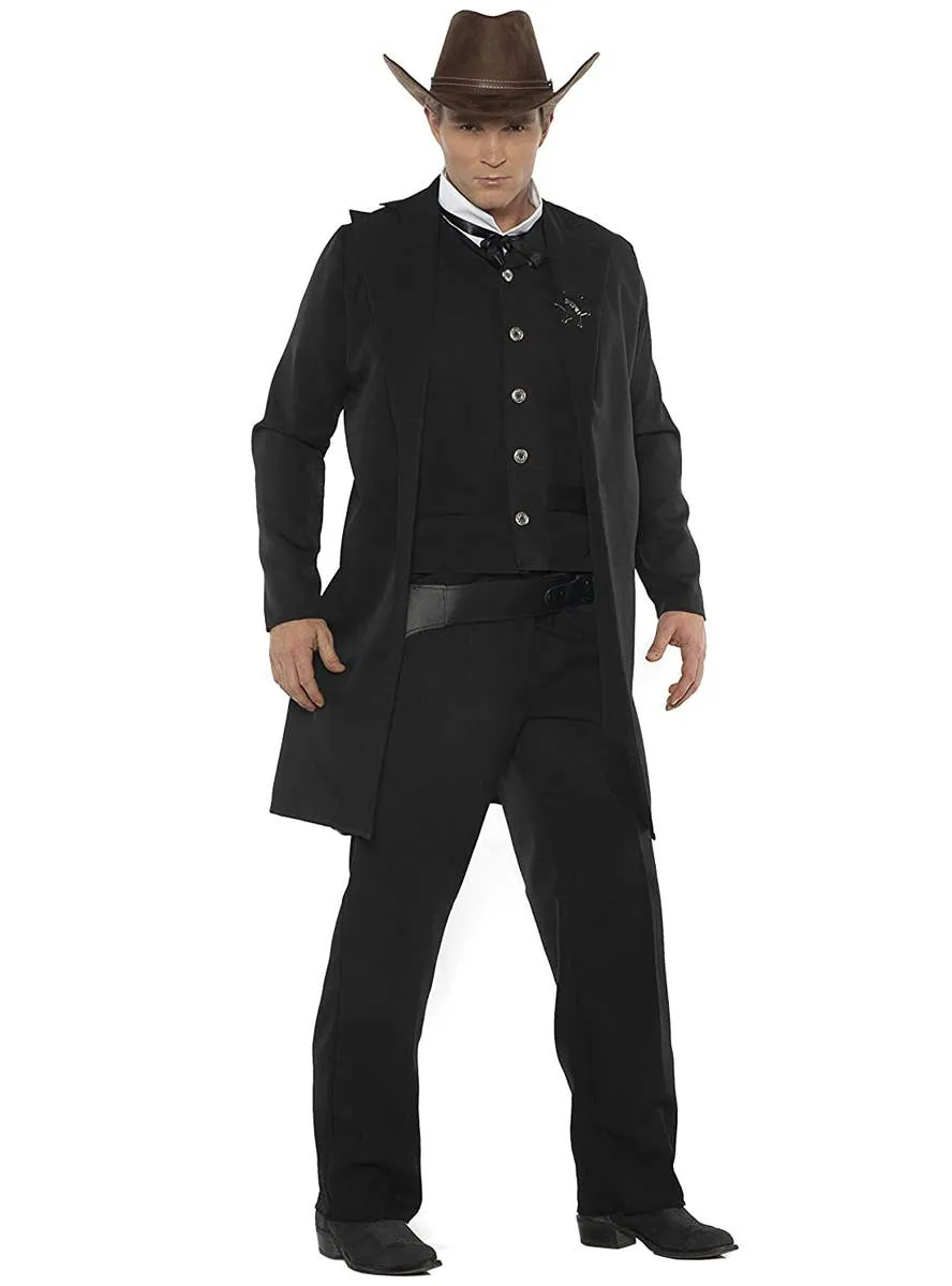 Sheriff Mens Black Wild West Plus Size Costume