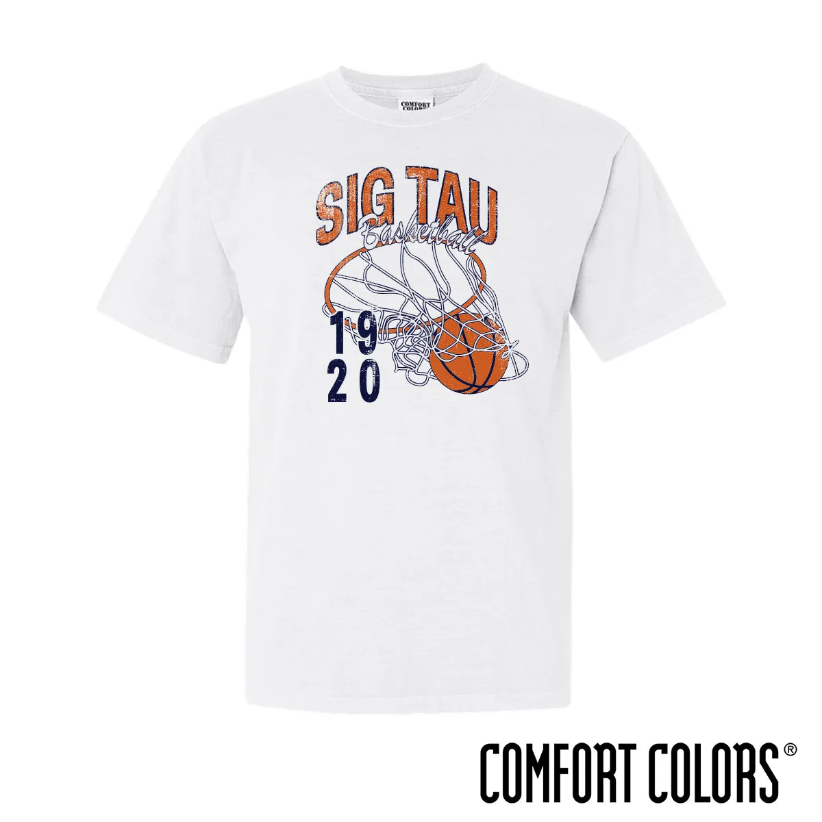 Sig Tau Comfort Colors Retro Basketball Short Sleeve Tee