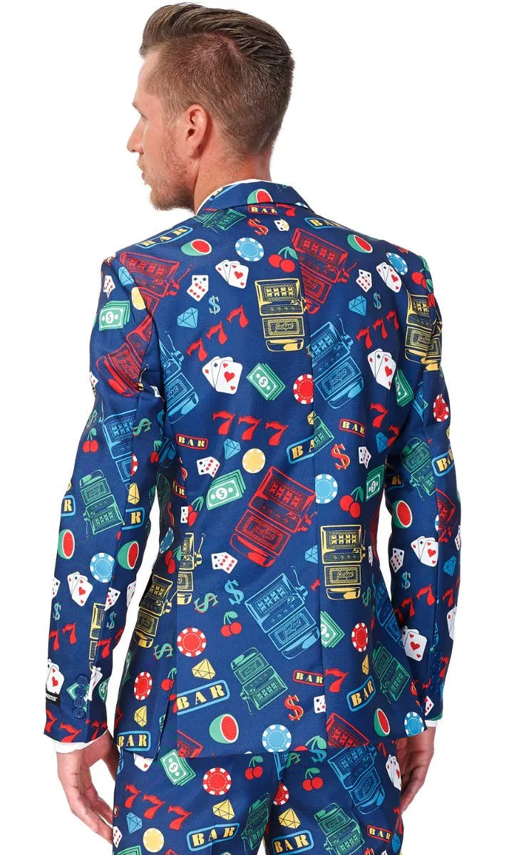 Suitmeister Blue Casino Print Mens Novelty Suit